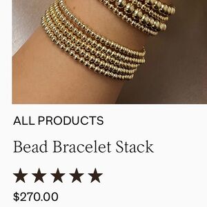 Zoe Lev 3mm Bead Bracelet 5 Stack yellow gold vermeil 925 silver